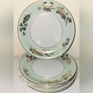 (6) Salad Plate Bundle of Noritake Turquoise and Gold Floral 5296 Vintage